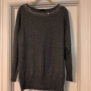 Beaded neckline sweater